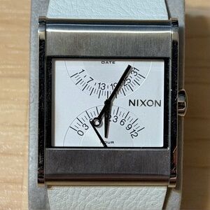 Nixon The R1G1 "Back to the Future" White Leather Men's Analog Watch RUNS *READ*